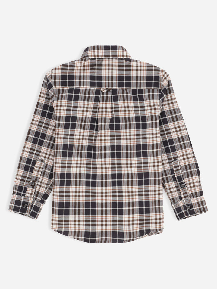 Brown Checkered Long Sleeve Casual Shirt Brumano Pakistan