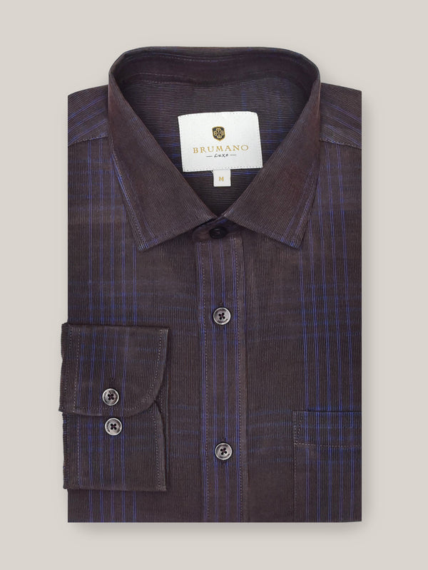 Brown Corduroy Checkered Shirt - Exclusive