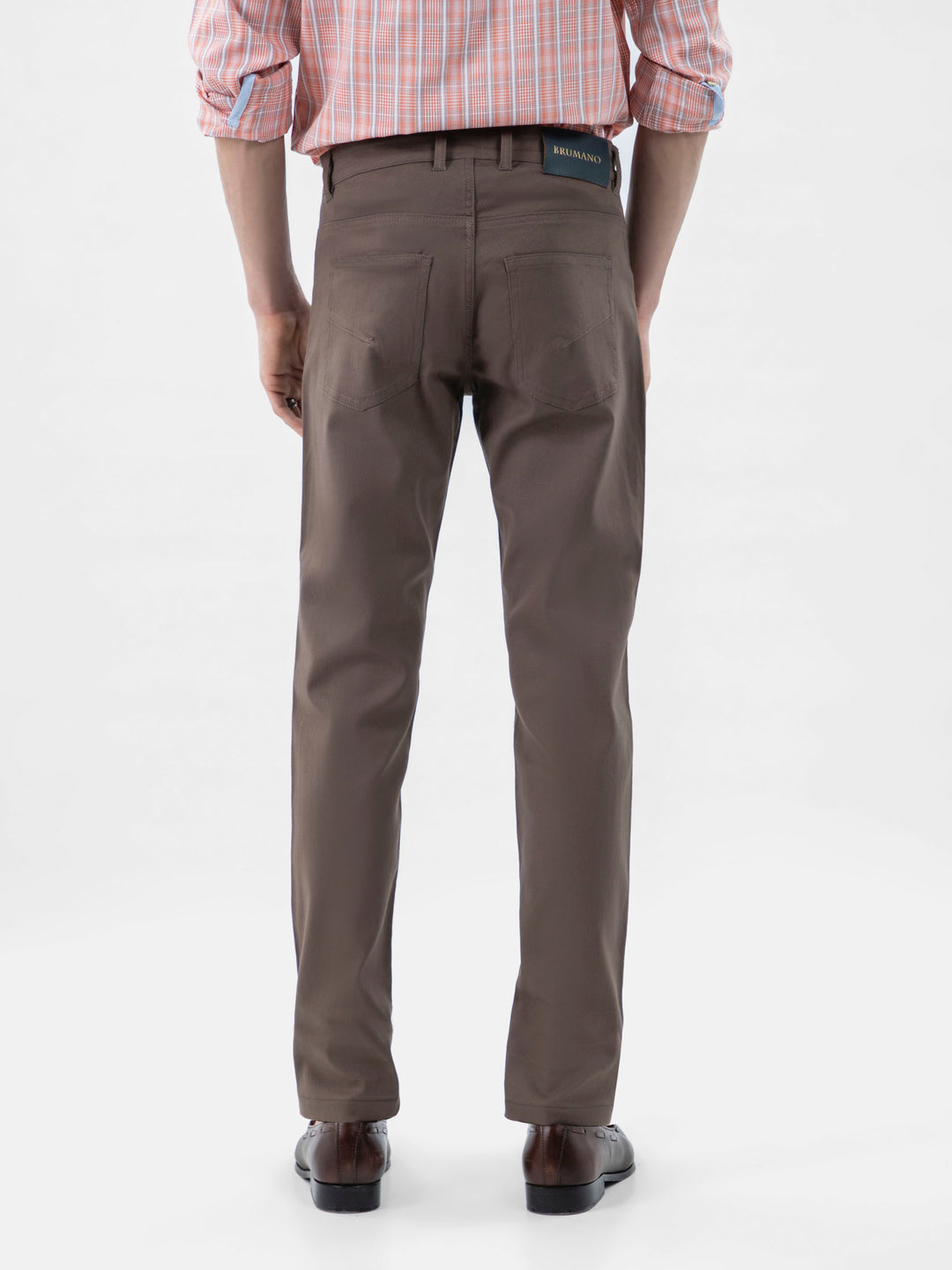 Brown Dobby Structured Five Pocket Trouser