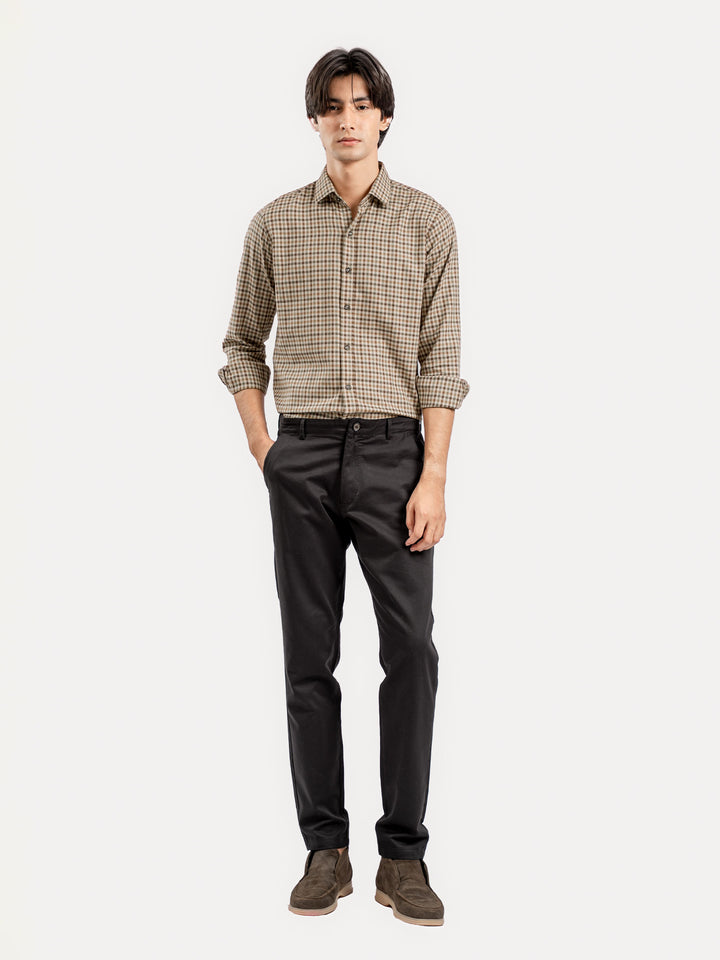 Brown Flannel Gingham Checkered Shirt