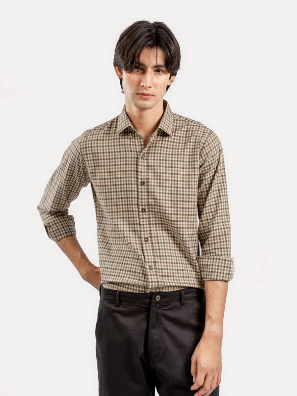 Brown Flannel Gingham Checkered Shirt