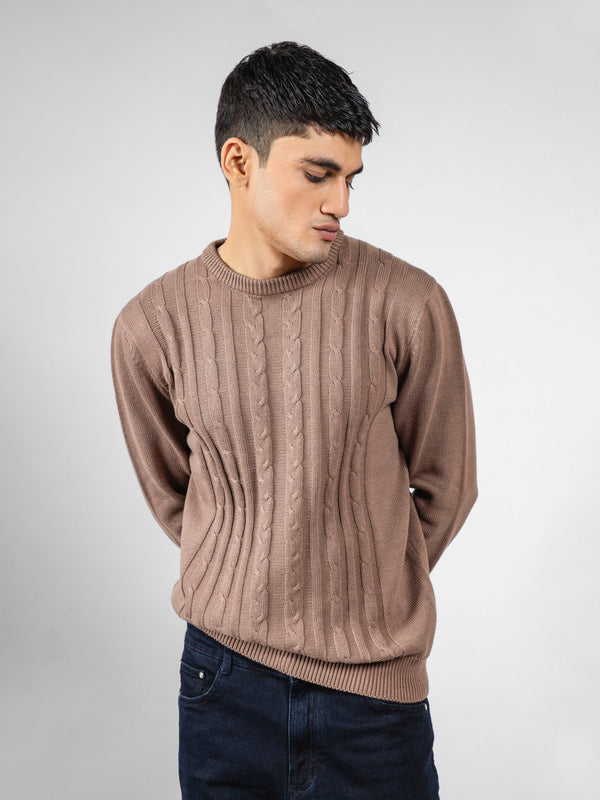 Brown Front Cable Knitted Jumper Brumano Pakistan