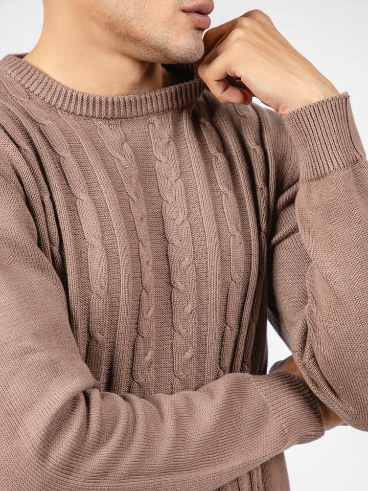 Brown Front Cable Knitted Jumper Brumano Pakistan
