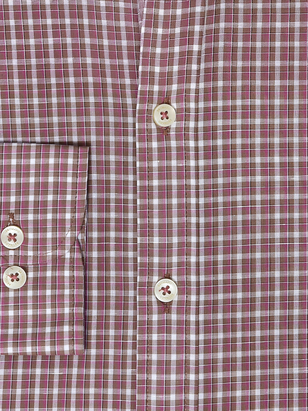 Brown Gingham Linen Blended Button Down Shirt - Luxe