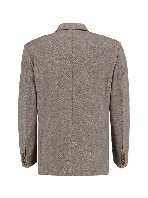 Brown Herringbone Wool & Cashmere Blended Blazer - Sartoria