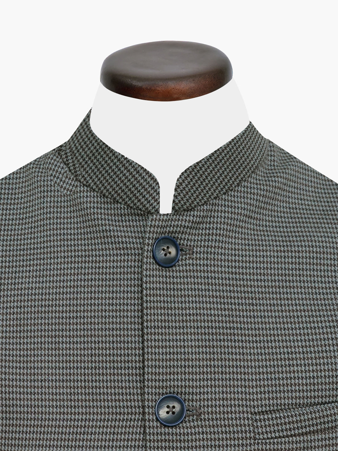 Brown Houndstooth Structured Waistcoat