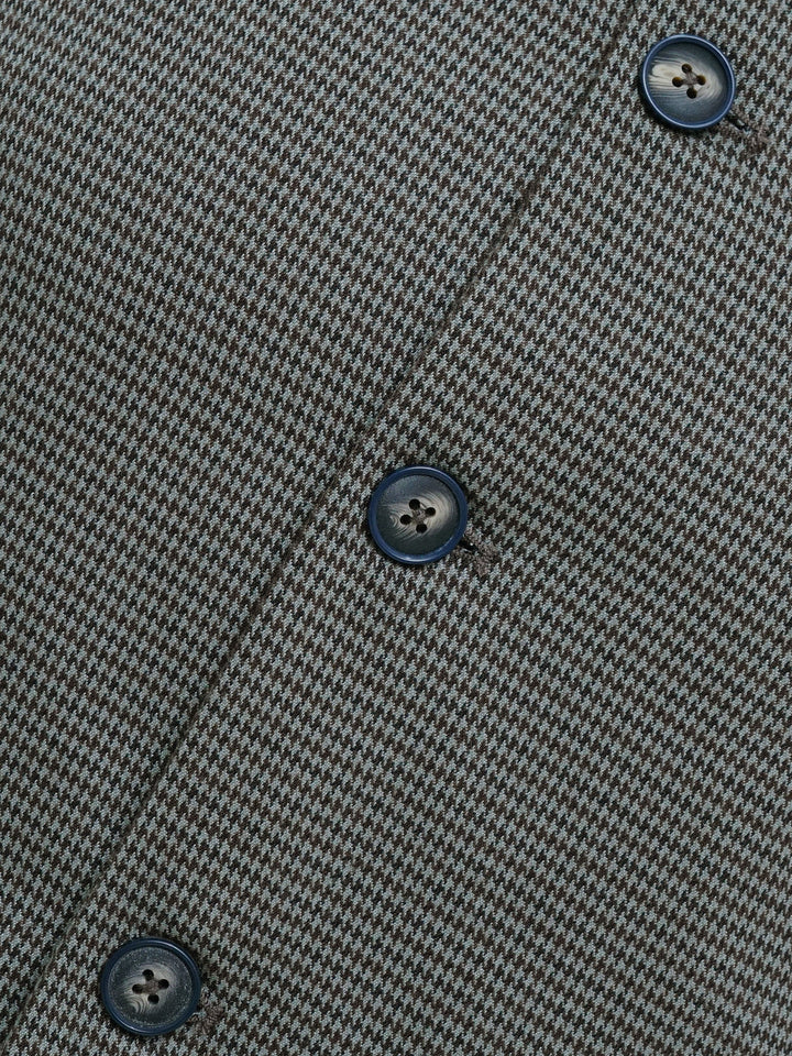 Brown Houndstooth Structured Waistcoat