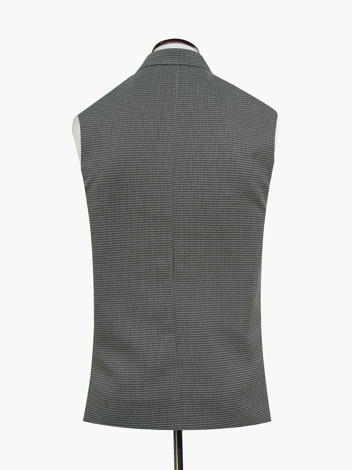 Brown Houndstooth Structured Waistcoat