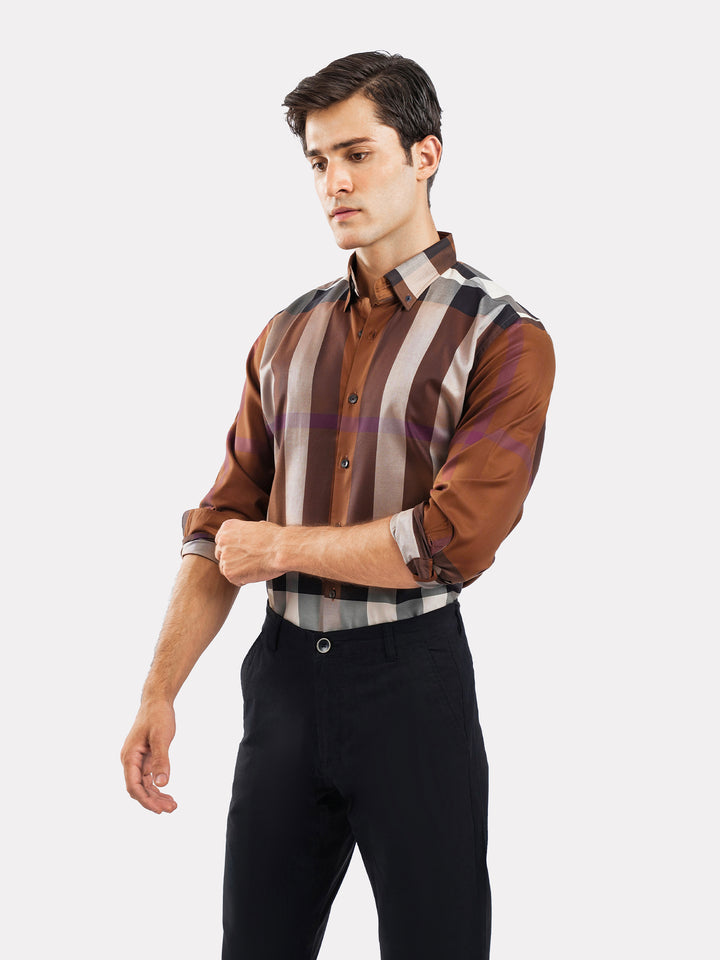Brown Large Checkered Shirt