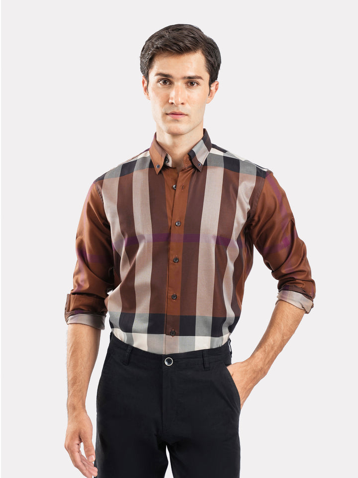 Brown Large Checkered Shirt