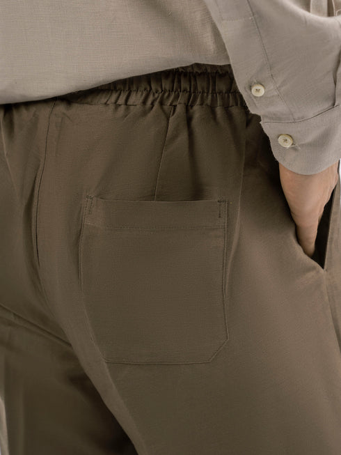 Brown Linen Blended Pajama Trouser