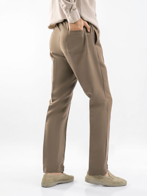 Brown Linen Blended Pajama Trouser