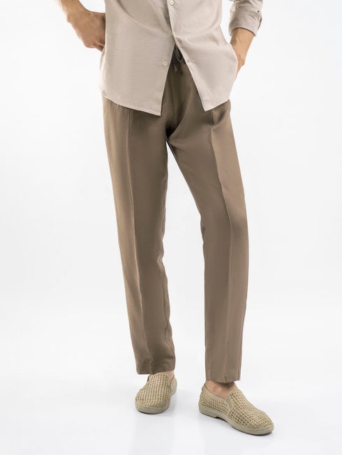 Brown Linen Blended Pajama Trouser