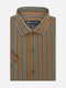 Brown Linen Blended Striped Half Sleeve Shirt