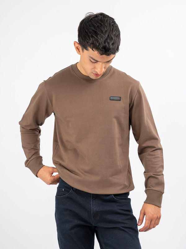 Brown Long Sleeve Crew neck Sweatshirt