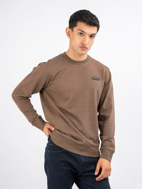 Brown Long Sleeve Crew neck Sweatshirt