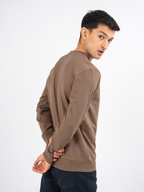 Brown Long Sleeve Crew neck Sweatshirt