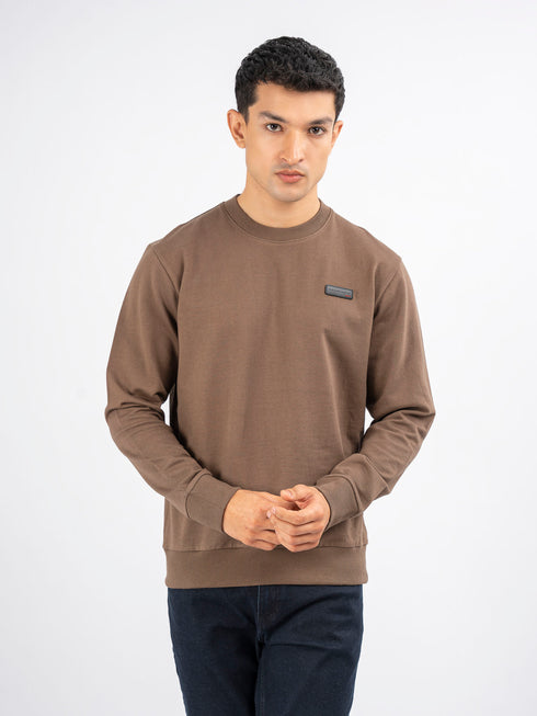 Brown Long Sleeve Crew neck Sweatshirt