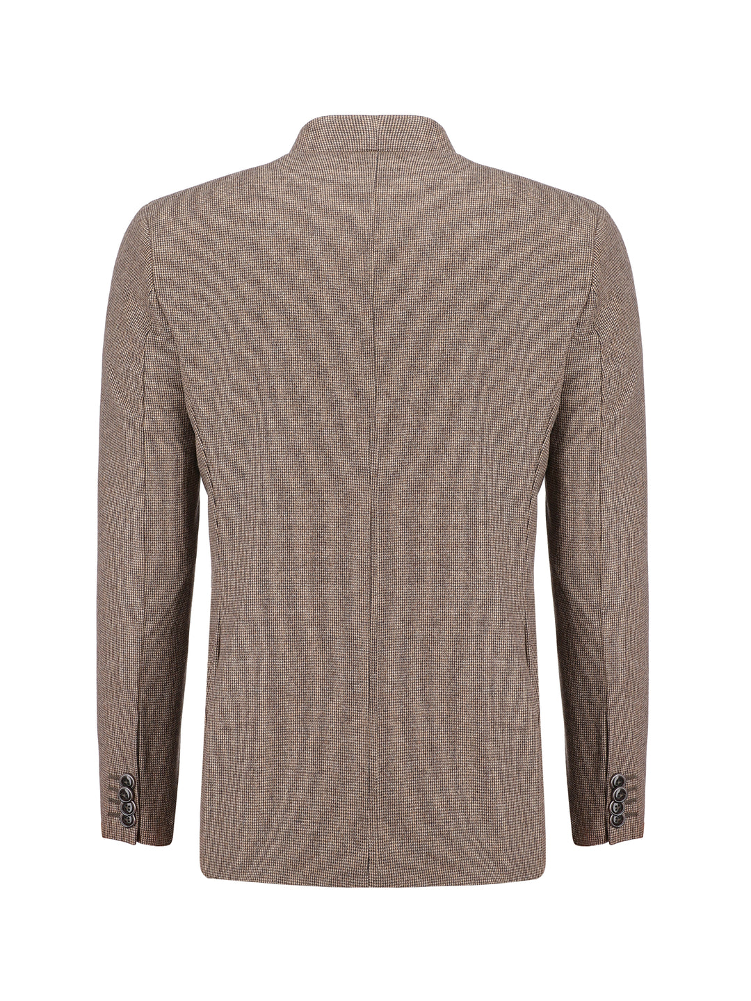 Brown Micro Houndstooth Pattern Wool & Cashmere Blazer - Sartoria Brumano Pakistan