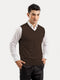Brown Sleeveless V-Neck Sweater