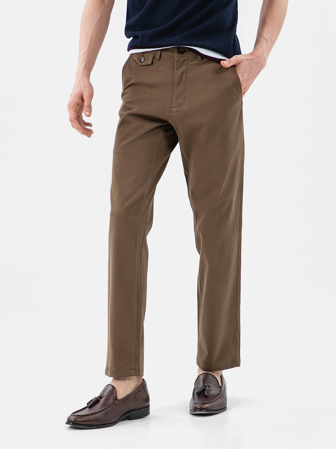 Brown Structured Casual Fit Chinos Brumano Pakistan