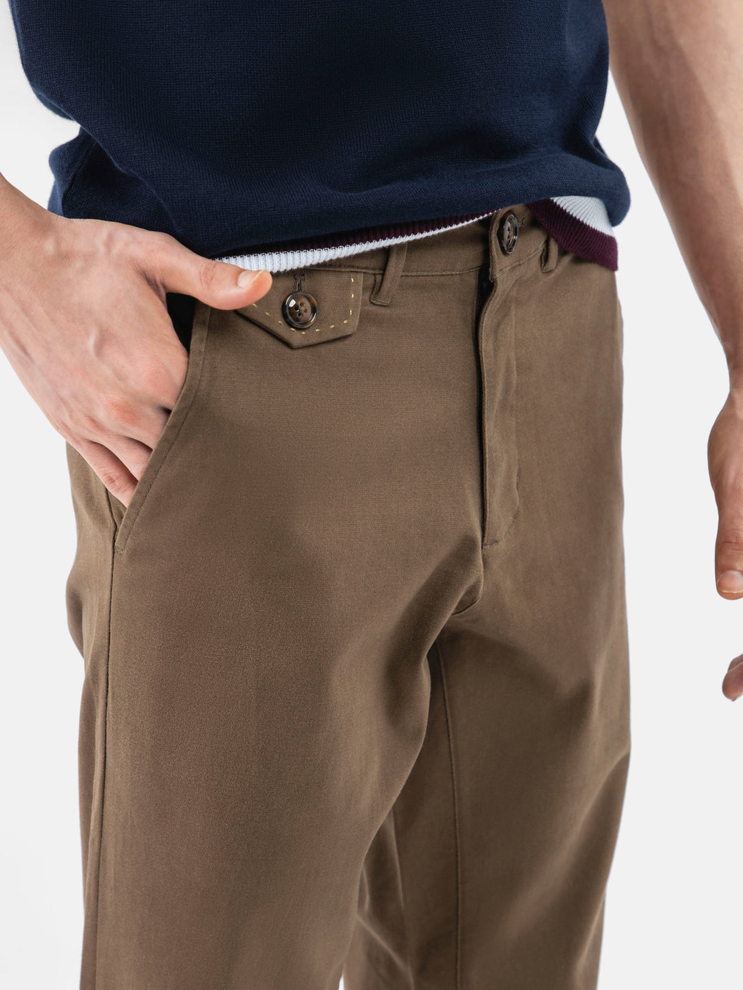 Brown Structured Casual Fit Chinos Brumano Pakistan