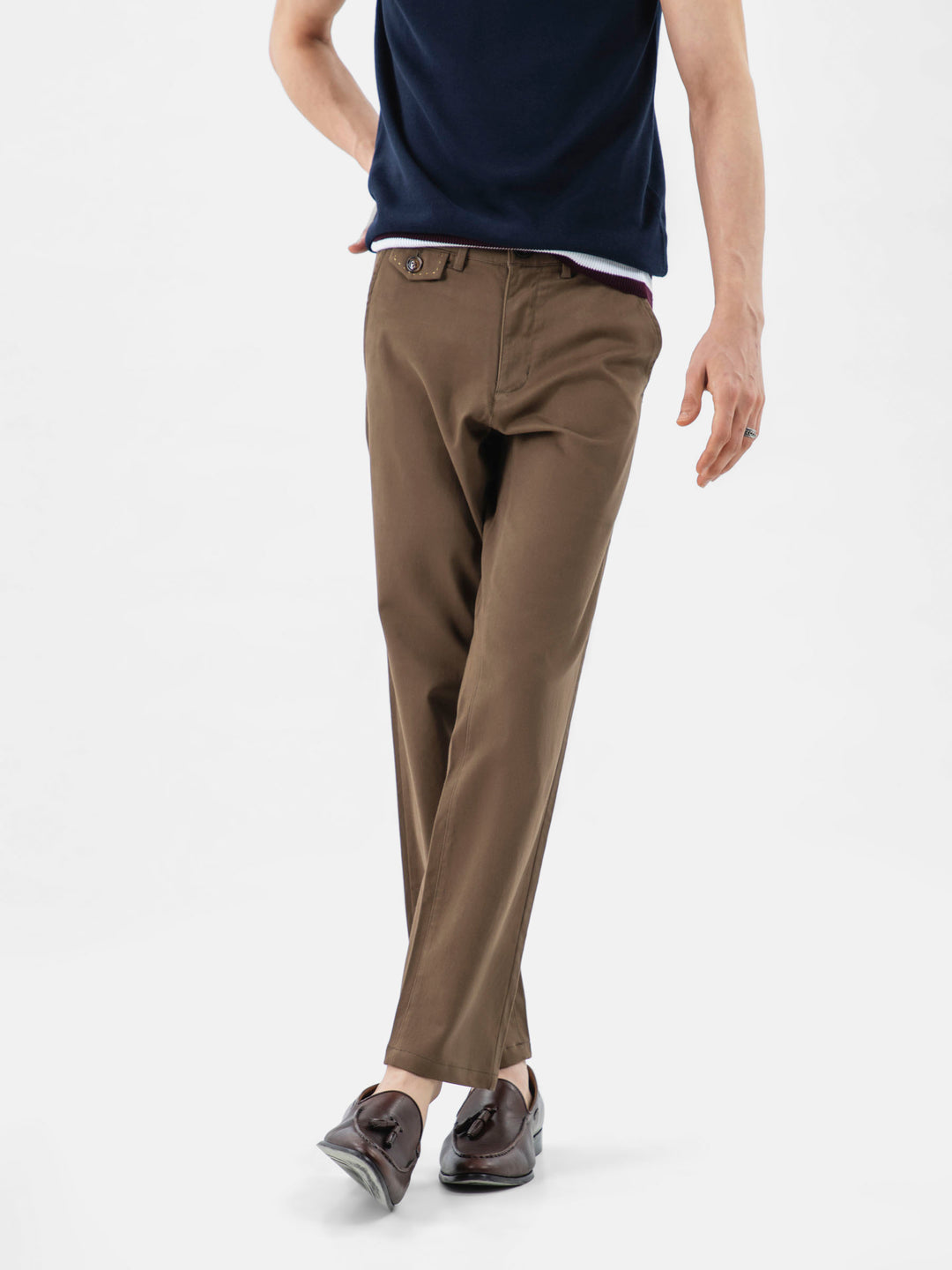 Brown Structured Casual Fit Chinos Brumano Pakistan