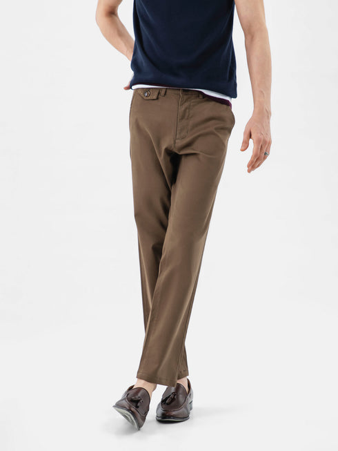 Brown Structured Casual Fit Chinos Brumano Pakistan