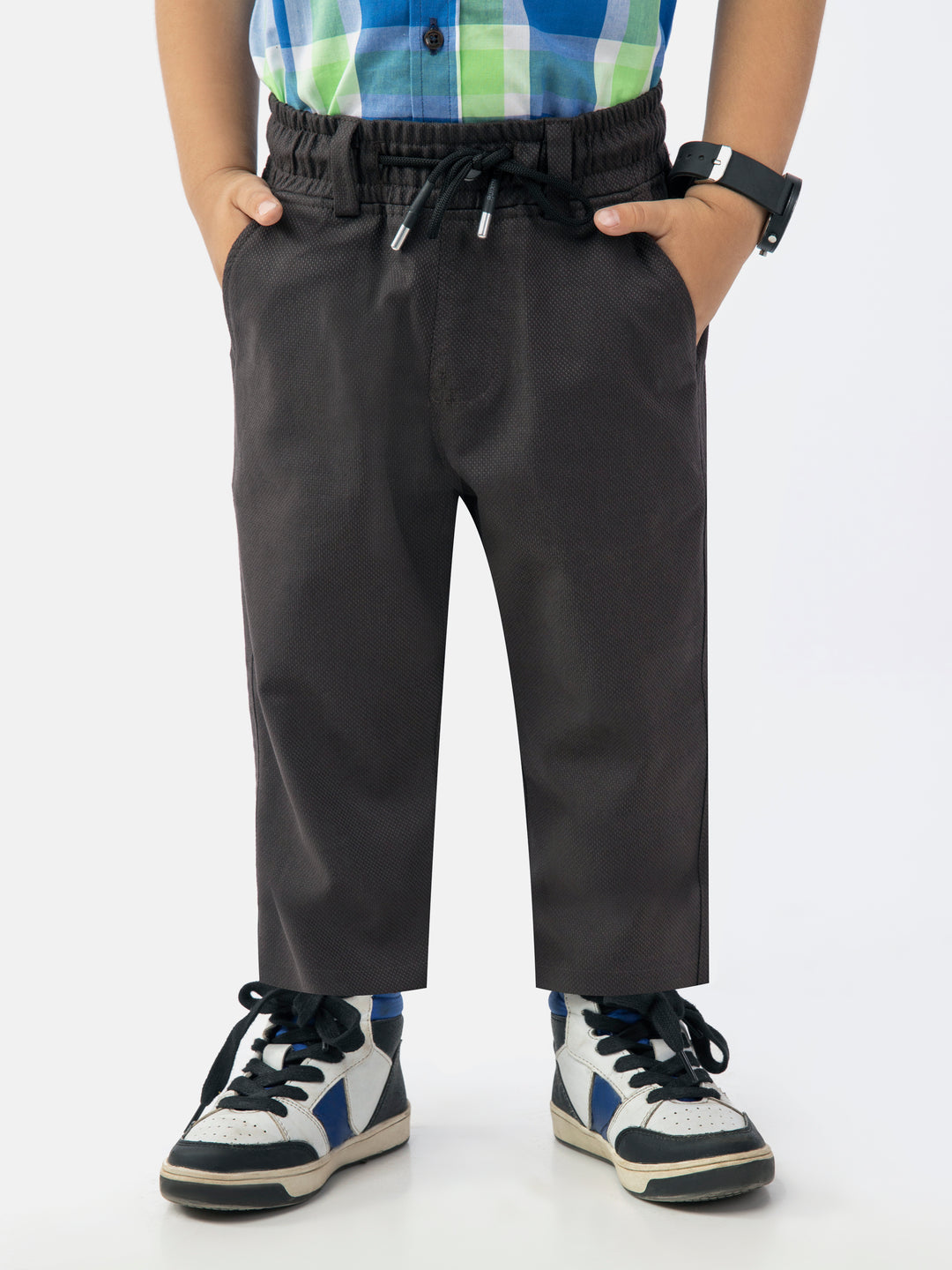 Brown structured jogger pant brumano pakistan