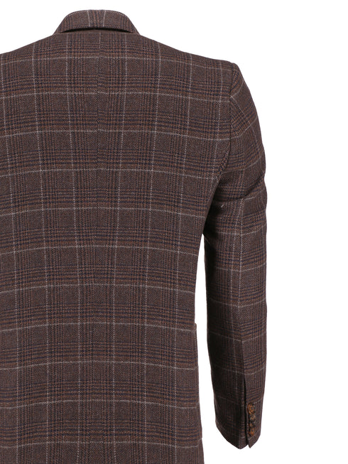 Brown Wool & Cashmere Checkered Blazer - Sartoria Brumano Pakistan