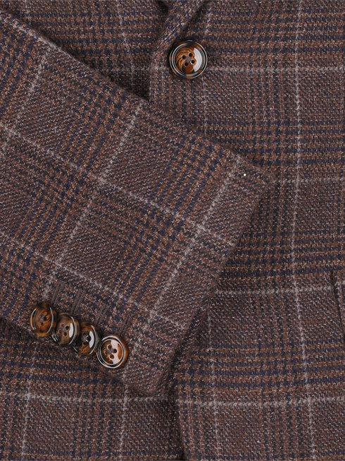 Brown Wool & Cashmere Checkered Blazer - Sartoria Brumano Pakistan