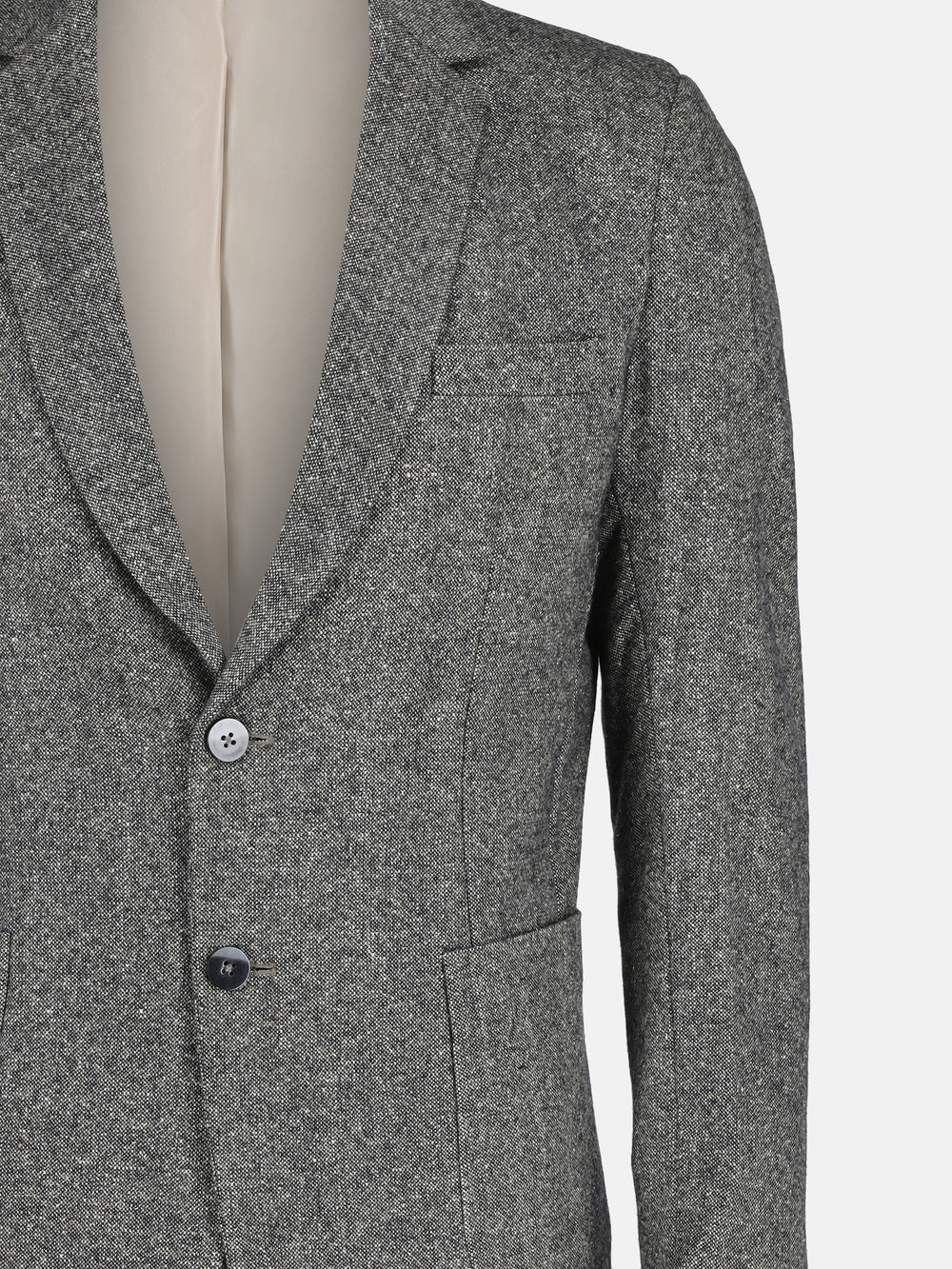 Brown & Black Structured Wool & Cashmere Blazer - Sartoria