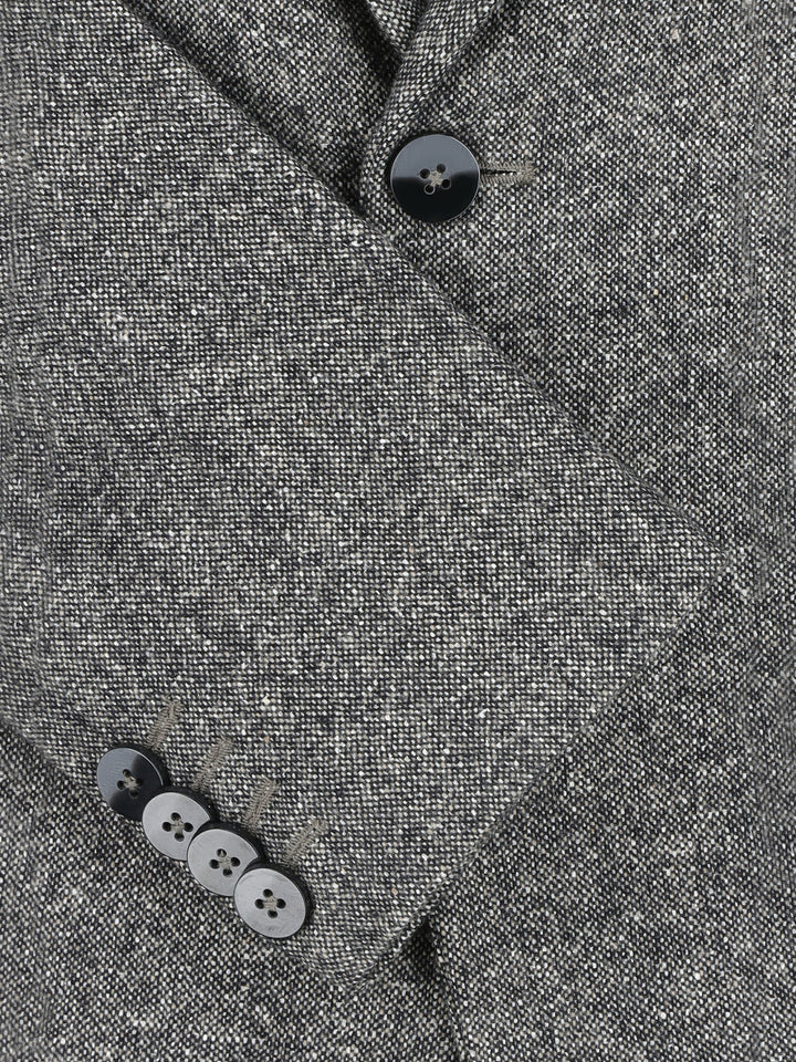 Brown & Black Structured Wool & Cashmere Blazer - Sartoria Brumano Pakistan