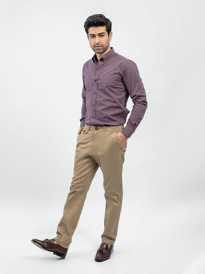 Brown & Blue Gingham Button Down Shirt Brumano Pakistan