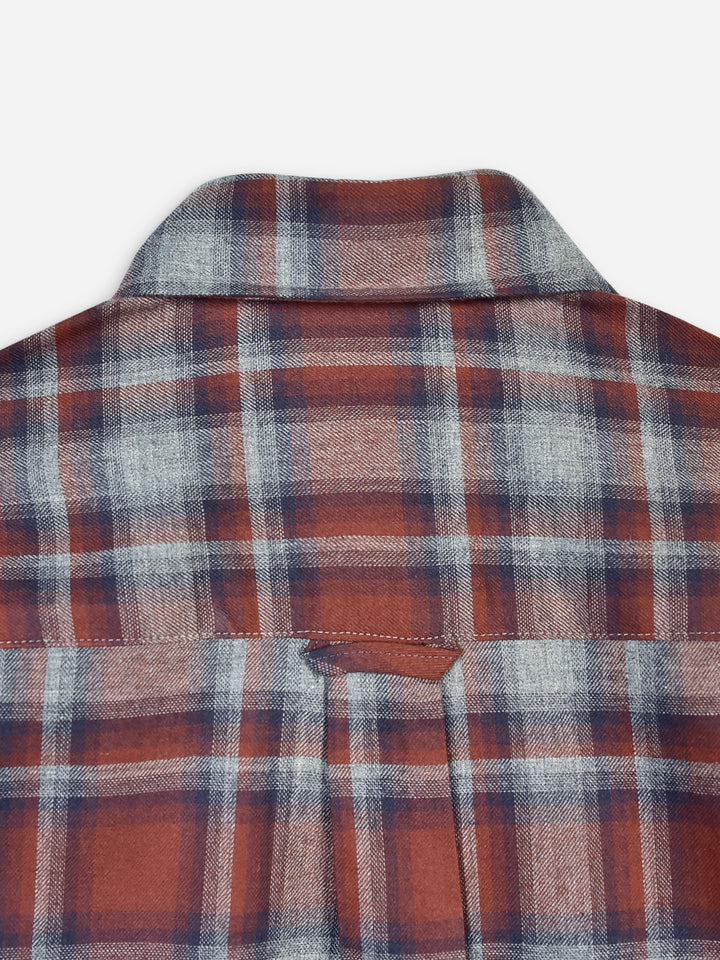 Brown & Grey Flannel Checkered Casual Shirt Brumano Pakistan