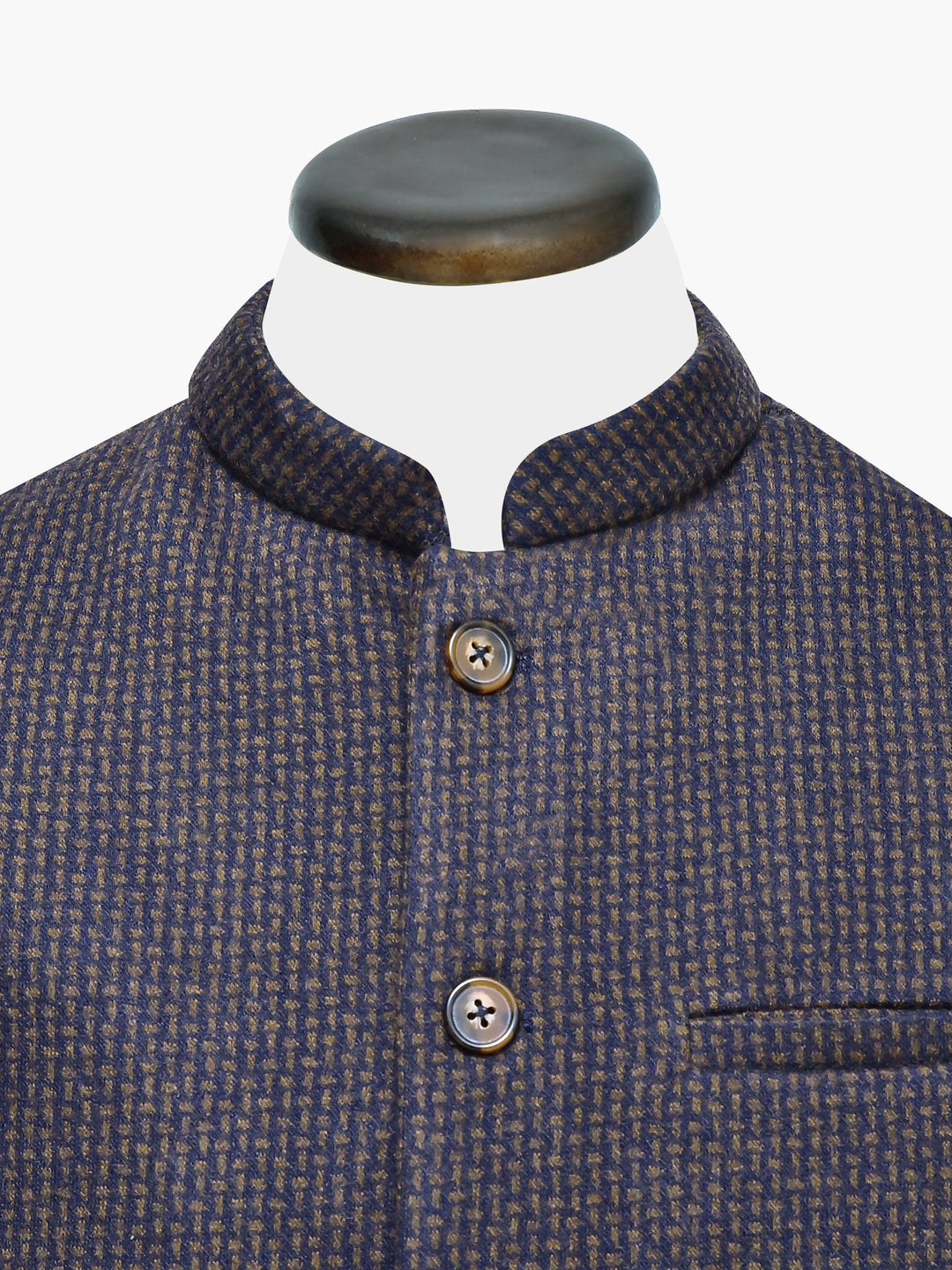 Navy Patterned Wool Brown & Navy Wool Patterned Waistcoat | Brumano Pakistan