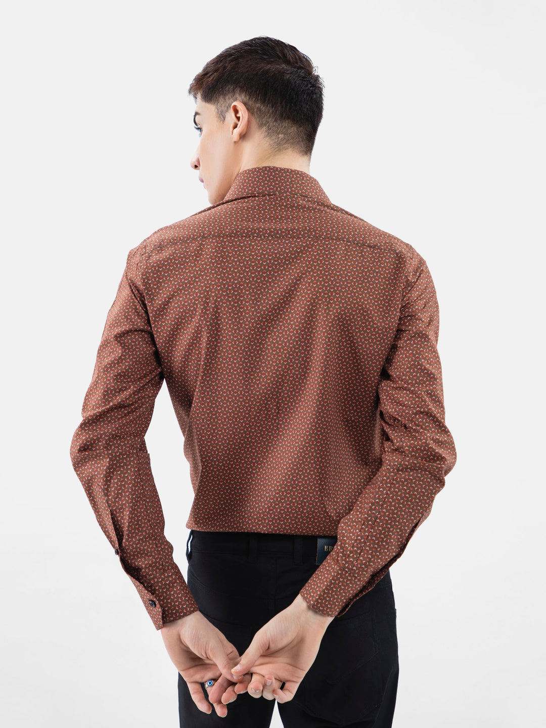 Brown & Red Geometric Printed Shirt