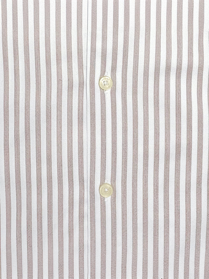 Brown & White Bengal Striped Formal Shirt