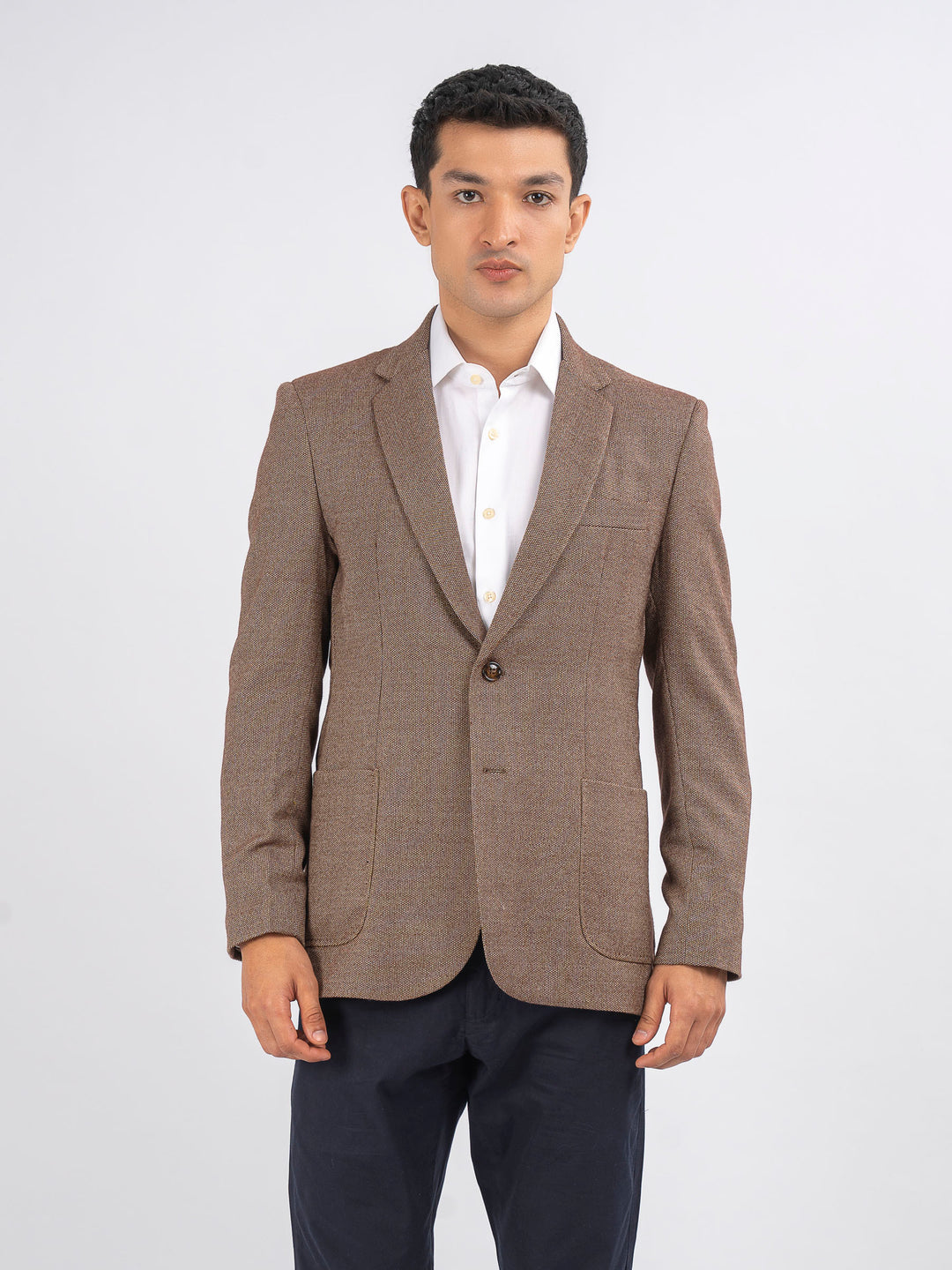 Brown whitedobbystructuredwool cashmereblazer sartoriabrumanopakistan5
