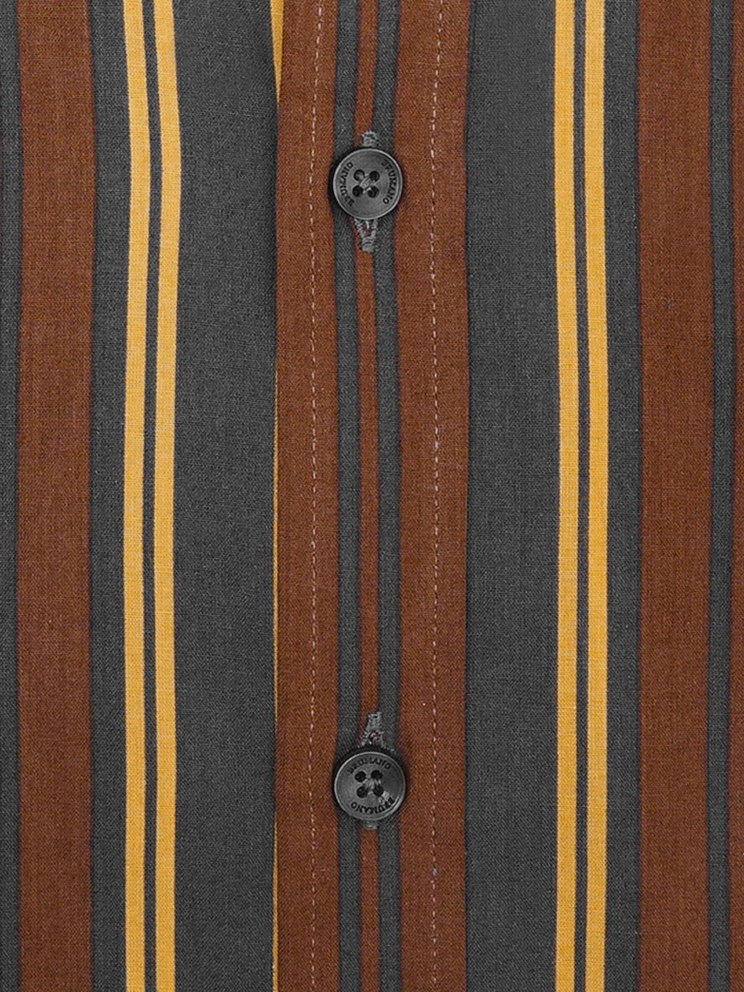 Brown & Yellow Striped Button Down Shirt