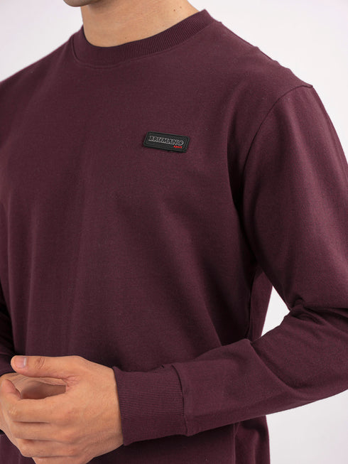 Burgundy Long Sleeve Crew neck Sweatshirt