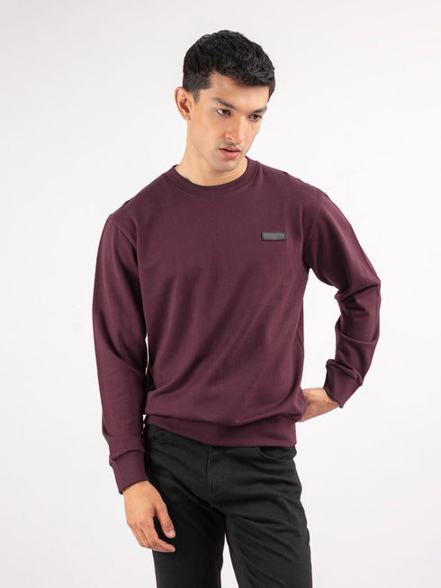 Burgundy Long Sleeve Crew neck Sweatshirt