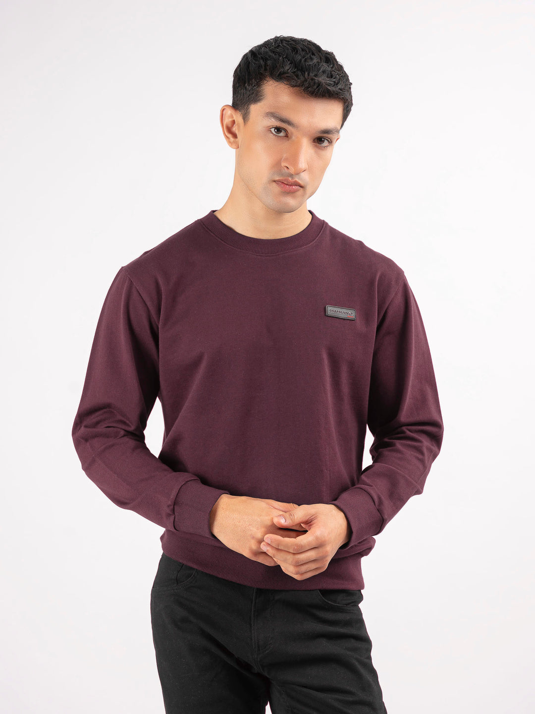 Burgundy Long Sleeve Crew neck Sweatshirt