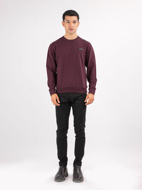 Burgundy Long Sleeve Crew neck Sweatshirt