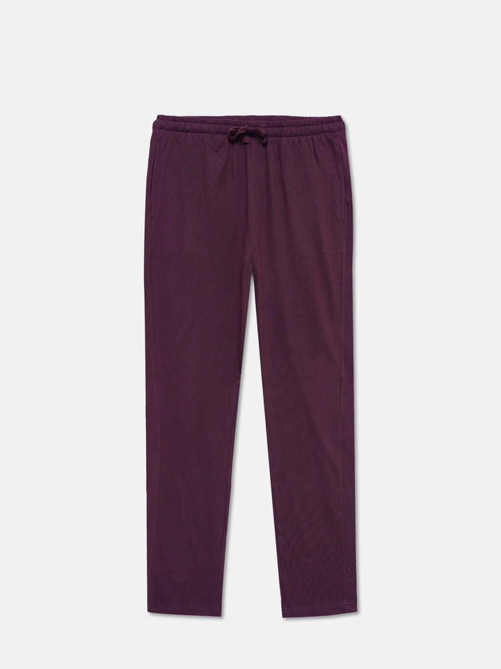  Men's burgundy knitted lounge pajama front view