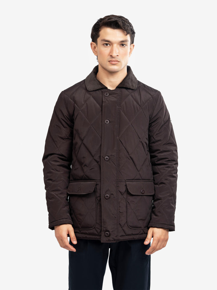 Men's burgundy quilted jacket