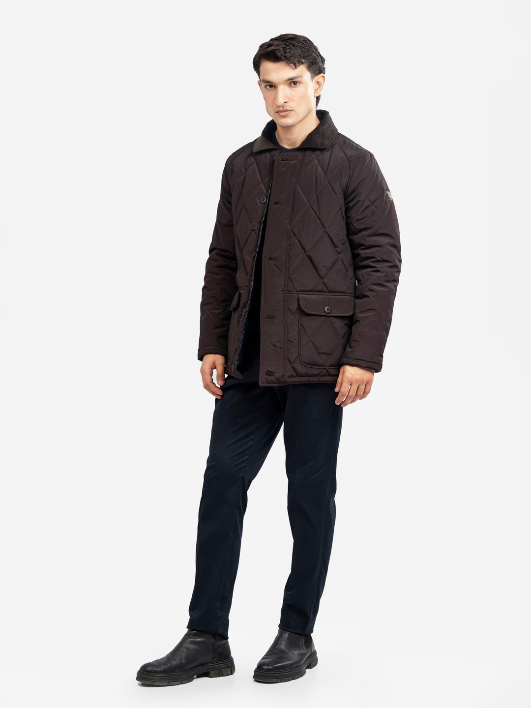 Men's burgundy quilted jacket