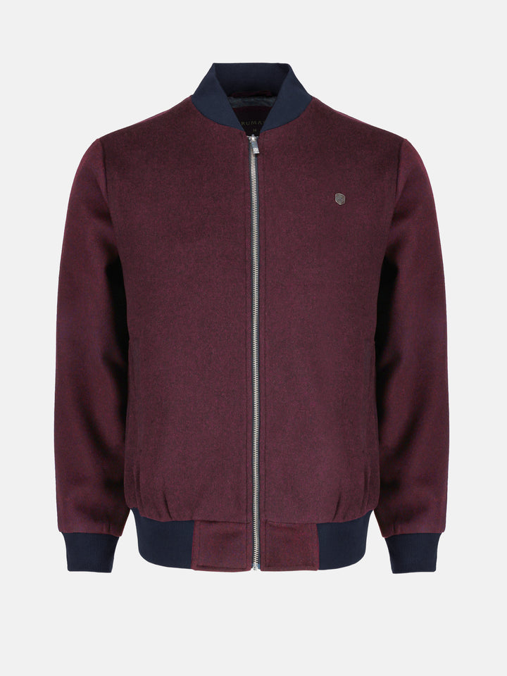 Burgundy Wool Bomber Jacket