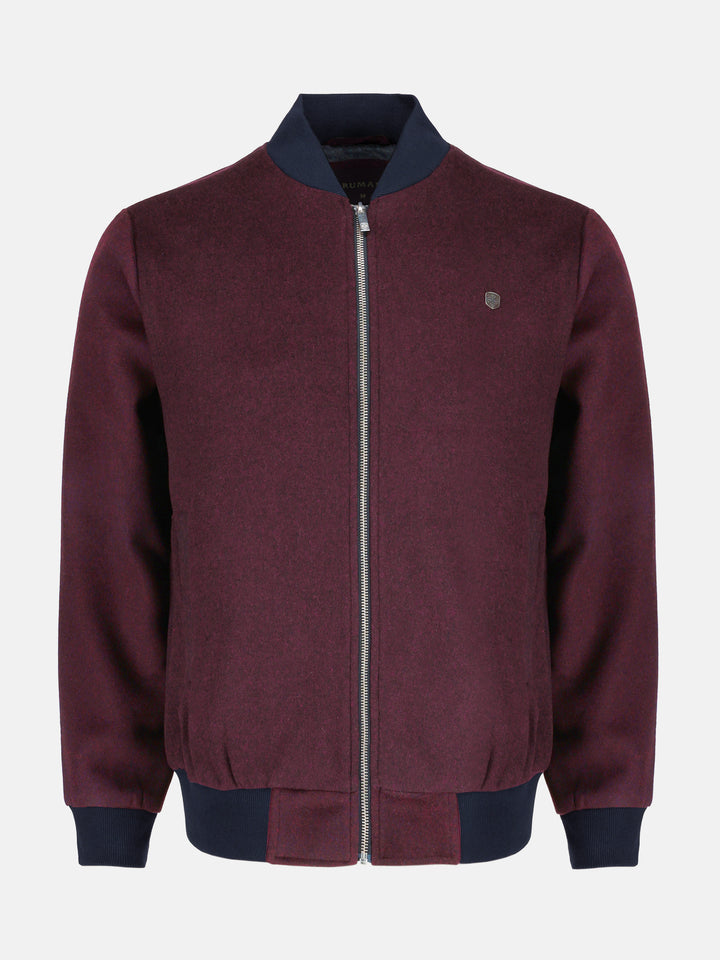Burgundy Wool Bomber Jacket