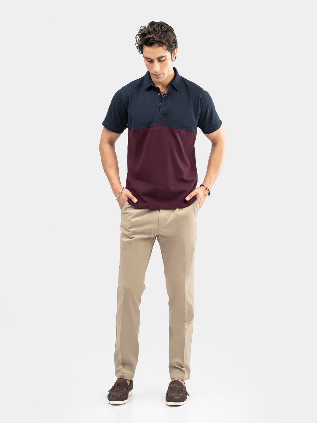 100 percent cotton fabric texture on men's polo
